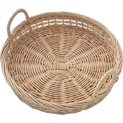 Bread Fruit Rattan Storage Tray Storage Basket Round Storage Baskets Tray Wicker Basket Food Breakfast Display
