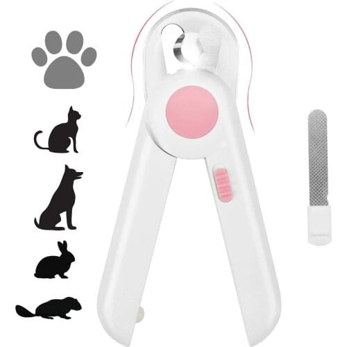 Cat Dog Nail Clippers and Trimmer Pet Nail Clippers with LED Light to Avoid Over-Cutting Hidden Nail File & Razor Sharp Blade