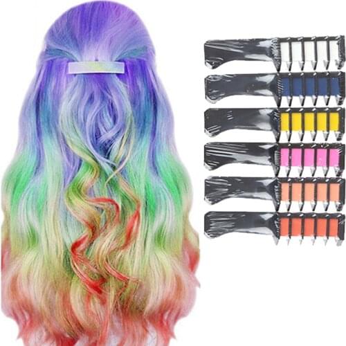 Pro 6 Colors Mini Disposable Hair Color Dye Comb Personal Salon Use Temporary Crayons Hair Dyeing Tool Color Chalk Easy To Use