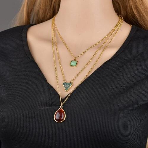 1 set Fashionable resin necklace set of three Retro pop items Men and women jewelry