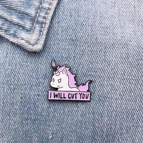 Cartoon fun cute animal enamel brooch purple horse pin alloy badge cowboy clothes bag accessories jewellery gift for friends