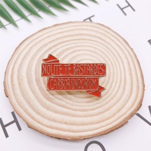 Cartoon Fun Red Letters Warning Signs Enamel Brooch Alloy Badge Denim Clothes Bags Pins Punk Women Jewelry Accessories Gifts