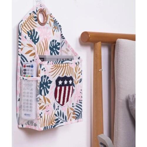 Wall storage hanging bag bathroom waterproof door storage bag cotton linen toilet tissue artifact student book hanging pocket