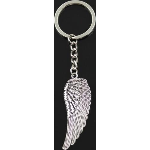 New Fashion Keychain 55x19mm Angel Wings Pendants DIY Men Jewelry Car Key Chain Ring Holder Souvenir For Gift