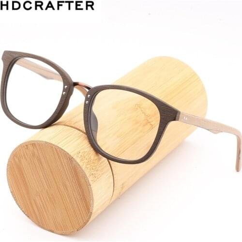 HDCRAFTER Glasses Frames Wooden Men and Women Vintage Glasses with Clear Lens Wood Glasses Frame