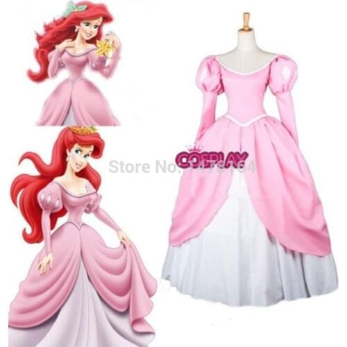 Princess Mermaid princess Ariel Pink Lovely Dress Party Cosplay Made Costume outfits Garments