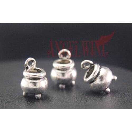 20pcs/Lot--12x9mm Cauldron Pendants Antique Silver Plated Witch Halloween Charms DIY Supplies Jewelry Making Finding Accessories