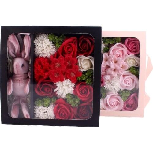 Portable Creative Gift Box Mothers Day Soap Flower Carnation Valentines Day Rose Soap Flower Birthday Party Wedding Bride Gift