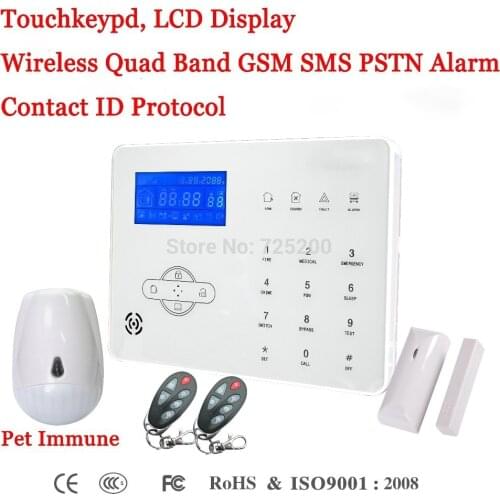 French/Spanish/English Voice Prompt Wireless GSM SMS PSTN Intrusion Alarm System ST-IIIB with Pet Immune PIR Sensor & Door Senso