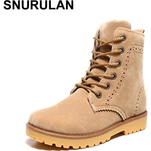 SNURULAN New Arrival Winter Snow Boots Couple shoes Brogues Boots Woman Fashion Shoes Large Size Keep warm Fashion couple shoes