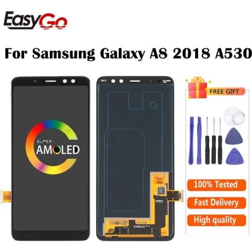 Super AMOLED For SAMSUNG GALAXY A8 2018 LCD A530 A530F LCD Display Touch Screen Digitizer Assembly Free Shipping