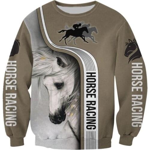 Animal Horse 3D Printed Mens Sweatshirt Harajuku Fashion Long sleeve hoodie Autumn Unisex Pullover sudadera hombre