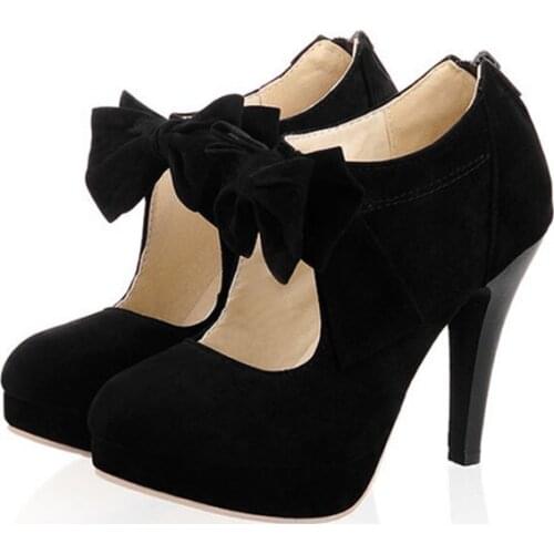 Size big 34-43 new 2017 Fashion Platform High Heels Women Pumps Spring Summer Autumn Bowtie Women Shoes Woman
