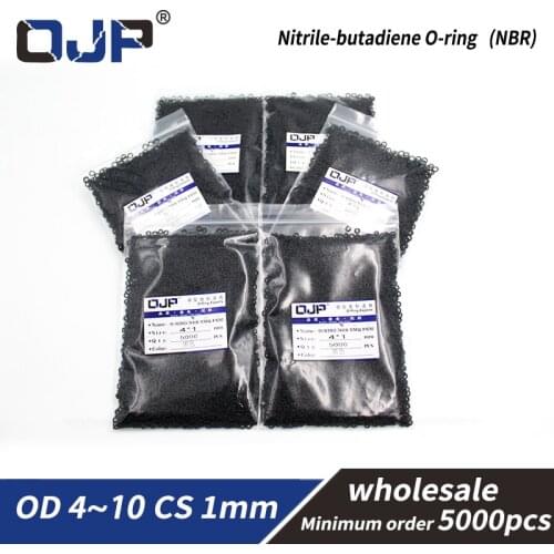 5000PCS/bag 1mm Thickness wholesale Rubber NBR Sealing O-Ring OD4/4.5/5/5.5/6/6.5/7/7.5/8/8.5/9/9.5/10mm Seal Nitrile Gasket