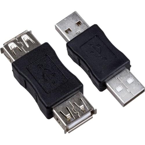 A Female to A Female USB Adaptor & USB A Male to Male Connector Adapter Black