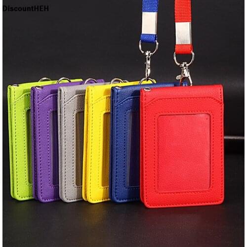 High-grade PU Card Holder Staff Identification Card Neck Strap With Lanyard Badge Neck Strap Bus ID Holders