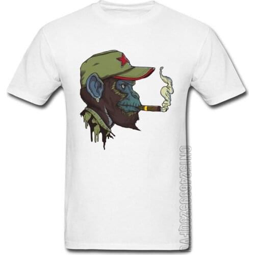 Cartoon HipHop Funny Design Tops T Shirt 2018 Summer Fall 100% Cotton Men T Shirts Normal Short Sleeve Guerrilla Chimp Smoking