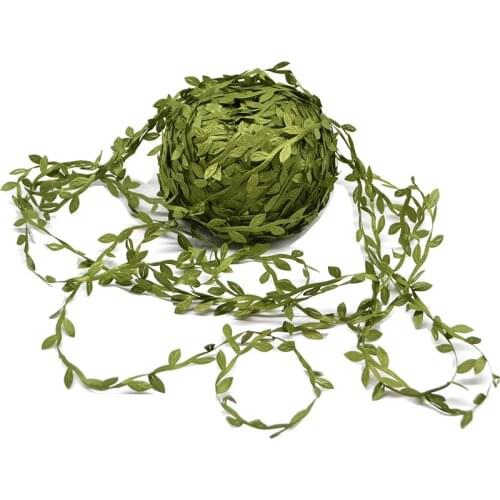 10 Meters Green Gold Leaves Rattan Silk Leaf Artificial DIY Wreath Garland For Wedding Decoration Gift Arts Craft Fake Flowers