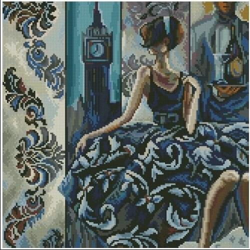 Gold Collection Counted Cross Stitch Kit Glamorous Women in Fabulous Places London Woman Lady Girl City rto