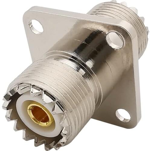 1Pcs UHF SO-239 PL-259 Female to UHF Female Jack 4 Hole Flange Panel Mount Coaxial Connector Dual SO239 UHF Female SO239 Adapter