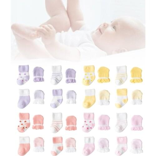 4 Pairs Children Kids Baby Newborn Socks Gloves Anti-scratch Breathable Elasticity Protection Face Mittens Shower Gift