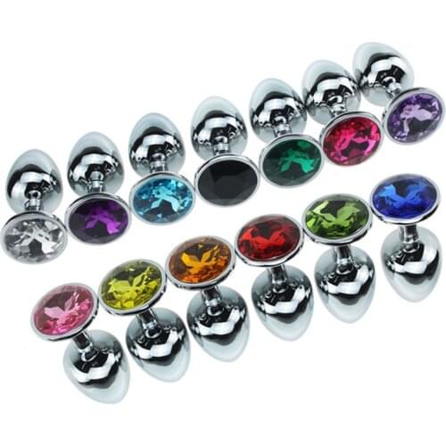 50PCS/lot Small Size Metal Anal Plug Sex Toys for Women & Men Erotic Butt Plugs + Crystal Jewelry Adult Booty Beads Anus Product