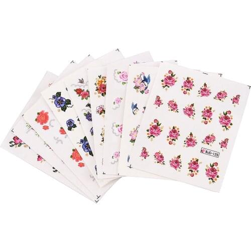 55Pcs Nail Art Decoration Cherry Nail Accessories Water Decals Flower Butterfly Nail Art Transfer Stickers Design For Nail DIY