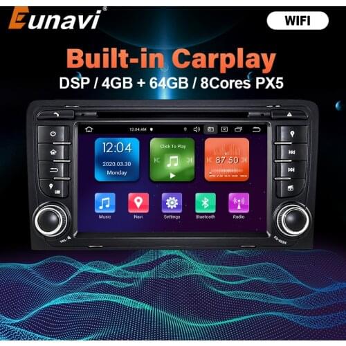 Eunavi 2Din Android Car DVD Player Radio For Audi A3 8P S3 2003-2012 RS3 Sportback Multimedia Navigation Stereo head unit DSP