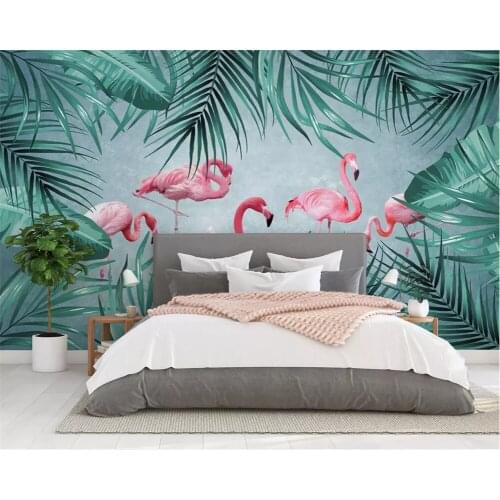 Beibehang Custom mode dekorative malerei papel de parede tapete Nordic hand-gemalt tropical flamingo sofa TV hintergrund