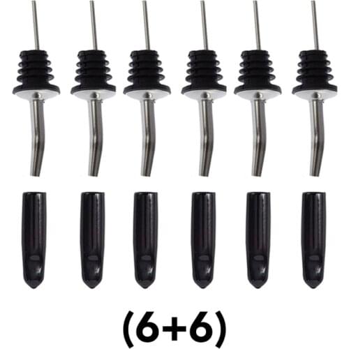 Liquor Bottle Pourers Olive Oil Vinegar Dispenser Tapered Spout Bar Accessories Bar Tools (6+6)