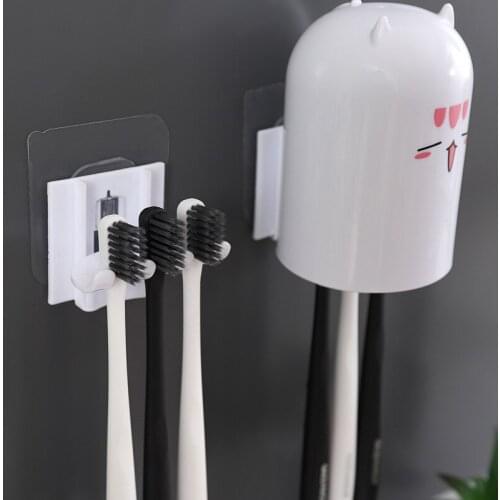 Home Use Plastic Toothbrush Holder Wall Mounted Toothpaste Squeezer Bathroom Accessories Toothbrush Holder Cup