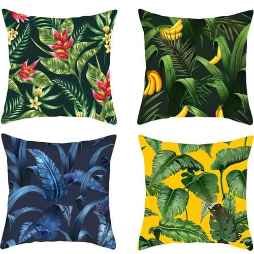 Green plant Printed Pillow Case Cover Tropical plants Square 45cm*45cm Polyester Pillowcase zara Home Poszewki Na Poduszki