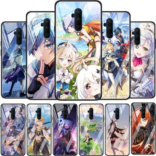 Funda Genshin Impacts Game Tempered Glass Cover For OnePlus Z 7 8 9 7T 8T 9R Nord 5G Pro Silicone Phone Case Coque