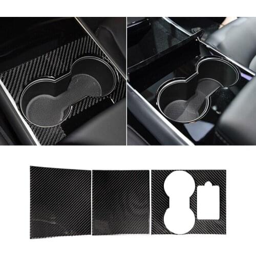 Center Console Panel And Cup Slot Decoration Sticker Trim Strip For Tesla Model 3 2019 2020 Interior Accessories Car Parts