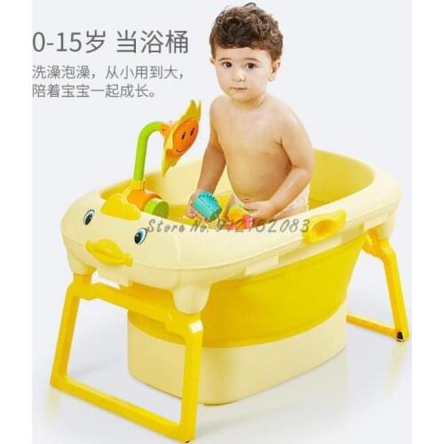 Baby Bathtub Children Bathing Bucket Folding Bathtub Newborn Large Household Swimming Bathing Bucket Baby Bathtub