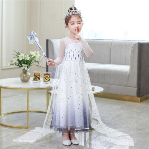 Kids Elsas Cosplay Costume Princess Dresses for Girls Annas Fashion Veil Vestido Childrens Birthday Carnival Party Clothing