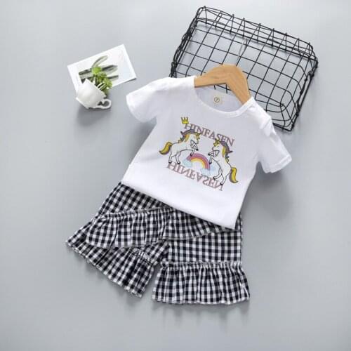 Baby Girls Clothing 2020 cartoon Baby Girl Clothes Set Outfit unicorn Tops + Skirts Baby Summer Outfit Clothes