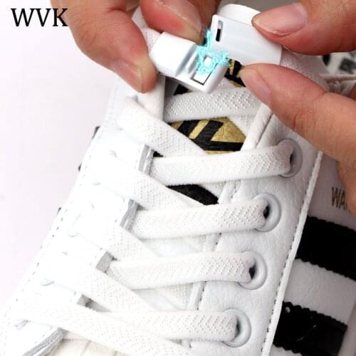 Elastic Shoelaces Magnetic Metal Lock Shoe Laces No Tie Shoelace Fashion Unisex Childrens Sneakers Lace for Shoe Accessories