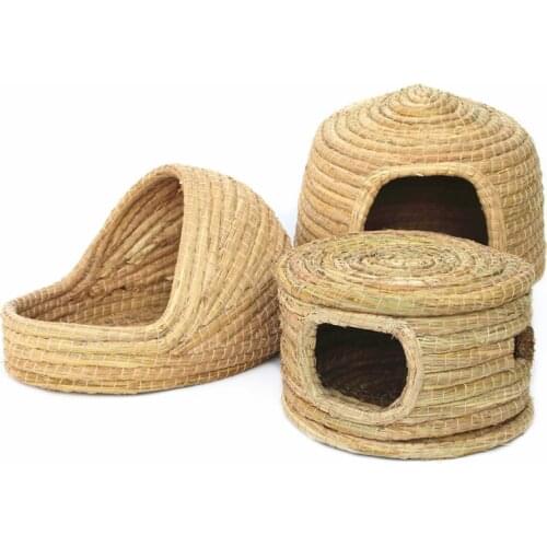 Small pet natural grass nest Comfortable Grass house for Rabbit Guinea pig pigeon Pet supplies With windows Removable