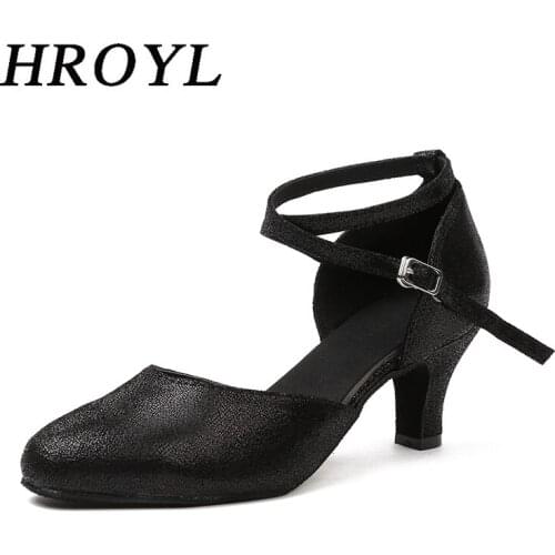 Hot Selling Ballroom Dance Shoes For Women Modern Closed Toe Salsa Tango Latin Dancing Shoes For Girls Genuine Leather Samba