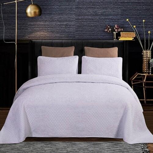 3 Pieces White Quilted Cotton Bedspread Sets 100% Cotton soft Comfy Quilt Coverlet Bed spread Queen King size for All-Season
