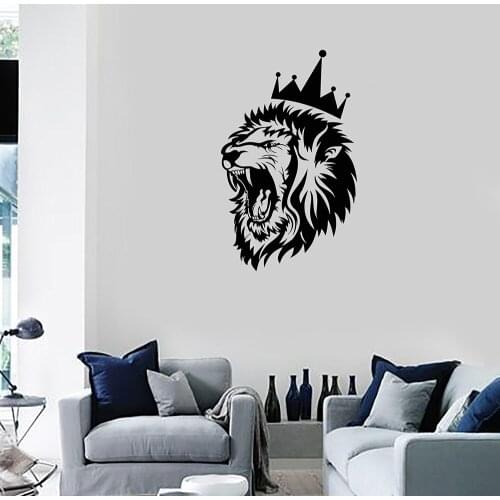 Lion King Tribal Art Animal Predator Man Crown Vinyl Wall Decal Home Decor Art Mural Wallpaper Wall Stickers