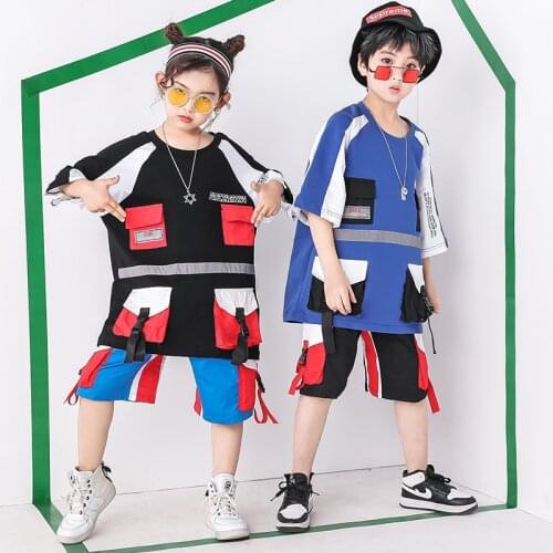 Hip Hop Costumes Stage Wear Child Party Show Girls Boys Ballroom Dancing Costumes for Kids Top T Shirts Pants Jazz Dance Clothes