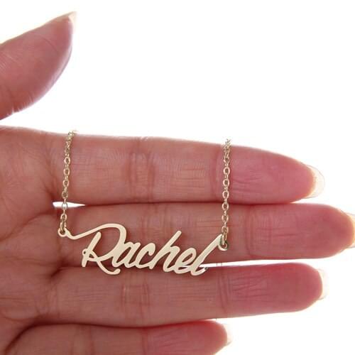 Script Pendant Rachel Name Necklace for Women/Girl Gold Color Stainless Steel Popular Nameplate Letters Jewelry NL2406