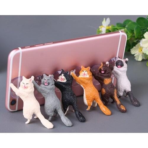 Cute Cat Phone Holder Support Resin Mobile Phone Holder Stand Sucker Tablets Desk Sucker Design Smartphone Holder High Quality