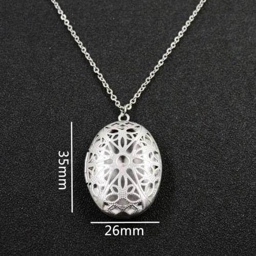 Fashion Open Shell Shape photo frame jewelry Hollow out Oval Locket Pendant Necklace Women Jewelry Accessories