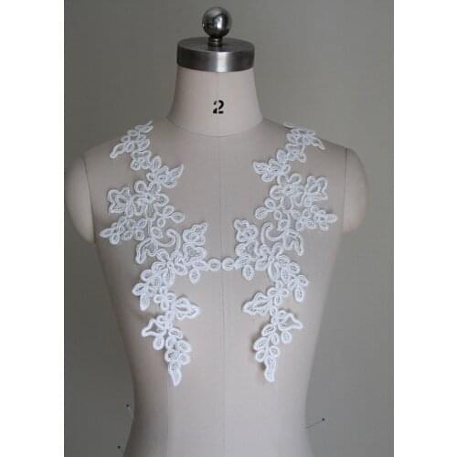 New Design Cording lace applique flower for wedding dress accessories cloth paste handmade wedding dress lace applique