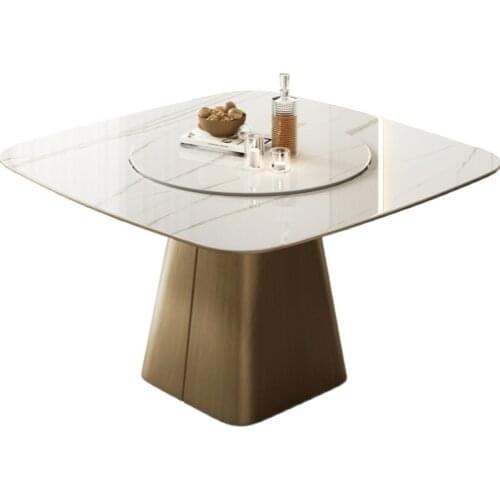 Anti-scratch slate dining table about small household square with turntable extremely simple round table
