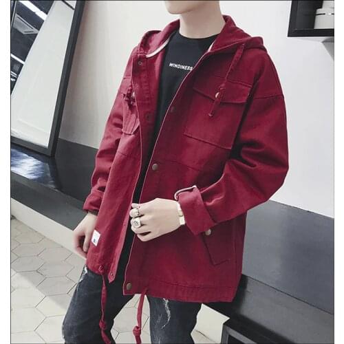 Autumn And Winter New Denim Jacket Men Fashion Solid Color Casual Hooded Denim Jacket Man Streetwear Hip Hop Loose Bomber Jacket