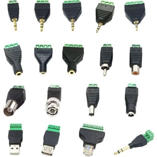 1Pcs CCTV BNC Connector DC Power Plug 2.5mm 3.5mm Male Female Audio Video Balun System Security Adapter Coax CAT5 RJ45 USB Jack